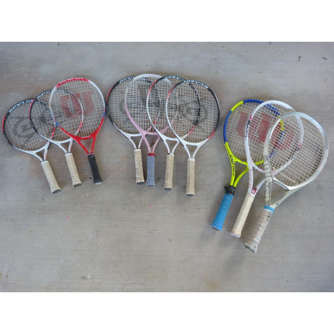Lot of 7 Jr racquets, 3 Adult - good starter racquets or for classes